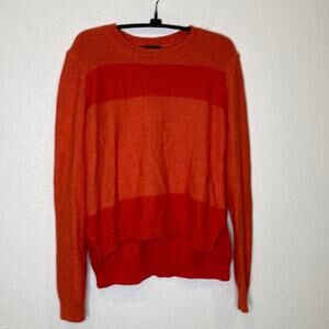 Theory Chunky Knit Pullover Sweater High Low Alpaca/Silk Colorblock Sz M Pink